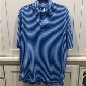 johnnie-O Classic Blue and White Striped Polo